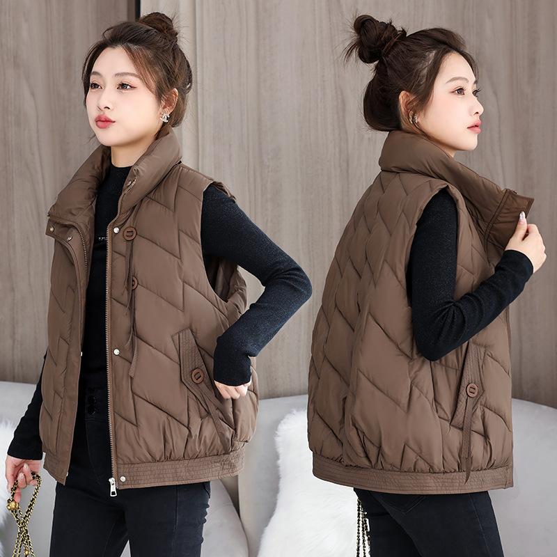Down cotton vest women's new autumn and winter short vest European products are popular this year, Xiaoxiangfeng vest