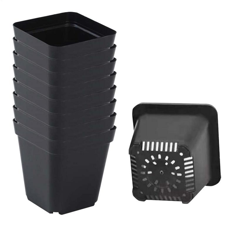 50pcs Starter Pots Plant Nursery Pots Seed Starting Pots Plastic Flower Plant Container Seedling Cups Square Black Seedling Pots