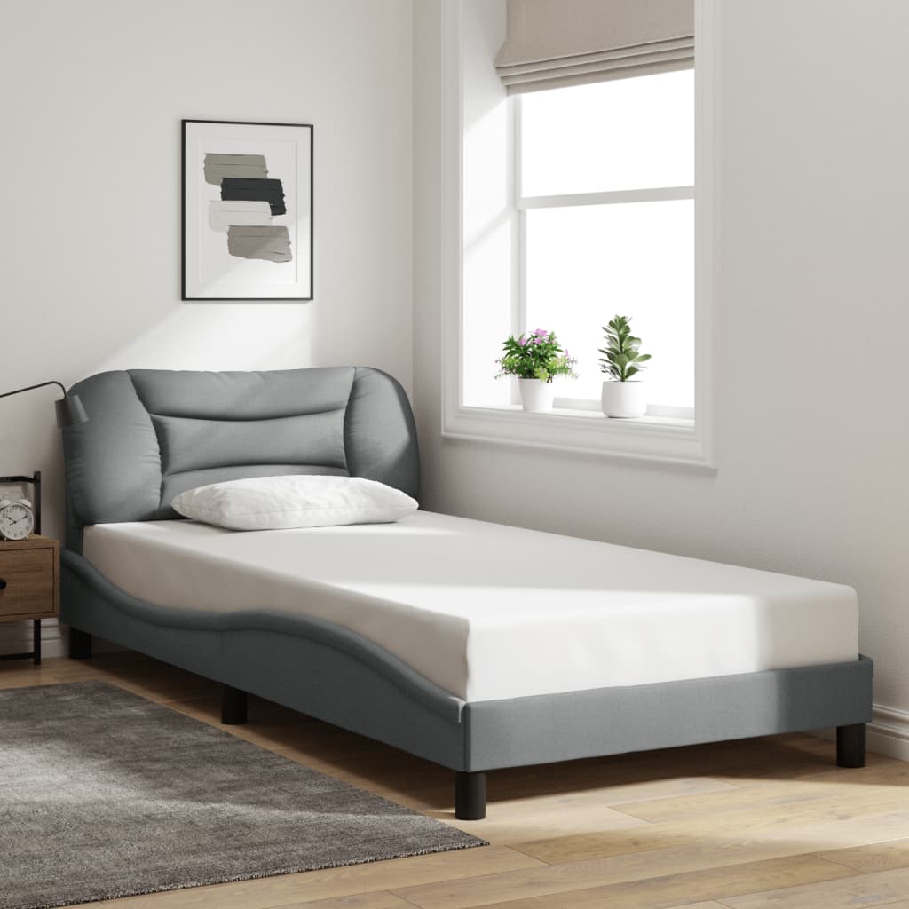 Vidaxl Rama Łóżka Z Led Bez Materaca Jasnoszary 100X200 Cm Tkanina