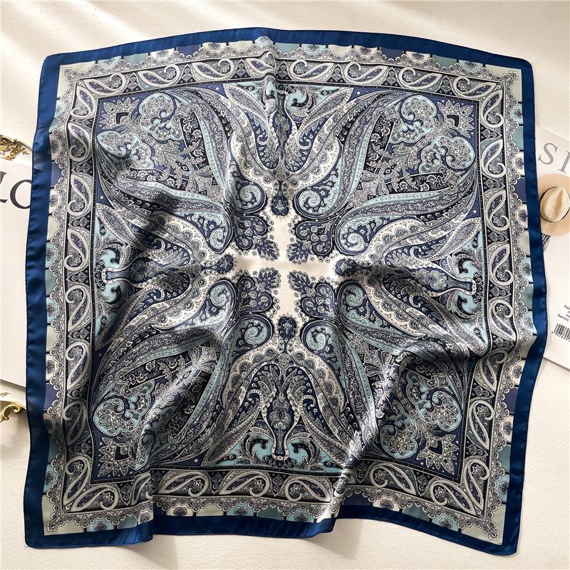 70cm Square Luxury Cashew Print Soft Satin Scarf Ladies Headband Small Hair Scarves Band Female Handkerchief Bandana Foulard
