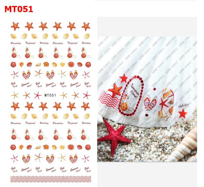 3D New Summer Coconut Beach Nail Stickers Ocean More Variety Flowers Nail Art Sticker Tattoo Decals Decorations