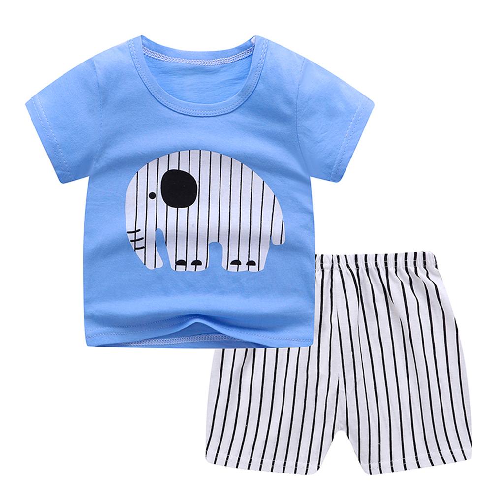 Toddler Baby Boys Girls Short Sleeve Cartoon T-Shirt+Shorts Outfits Set 0-3Y