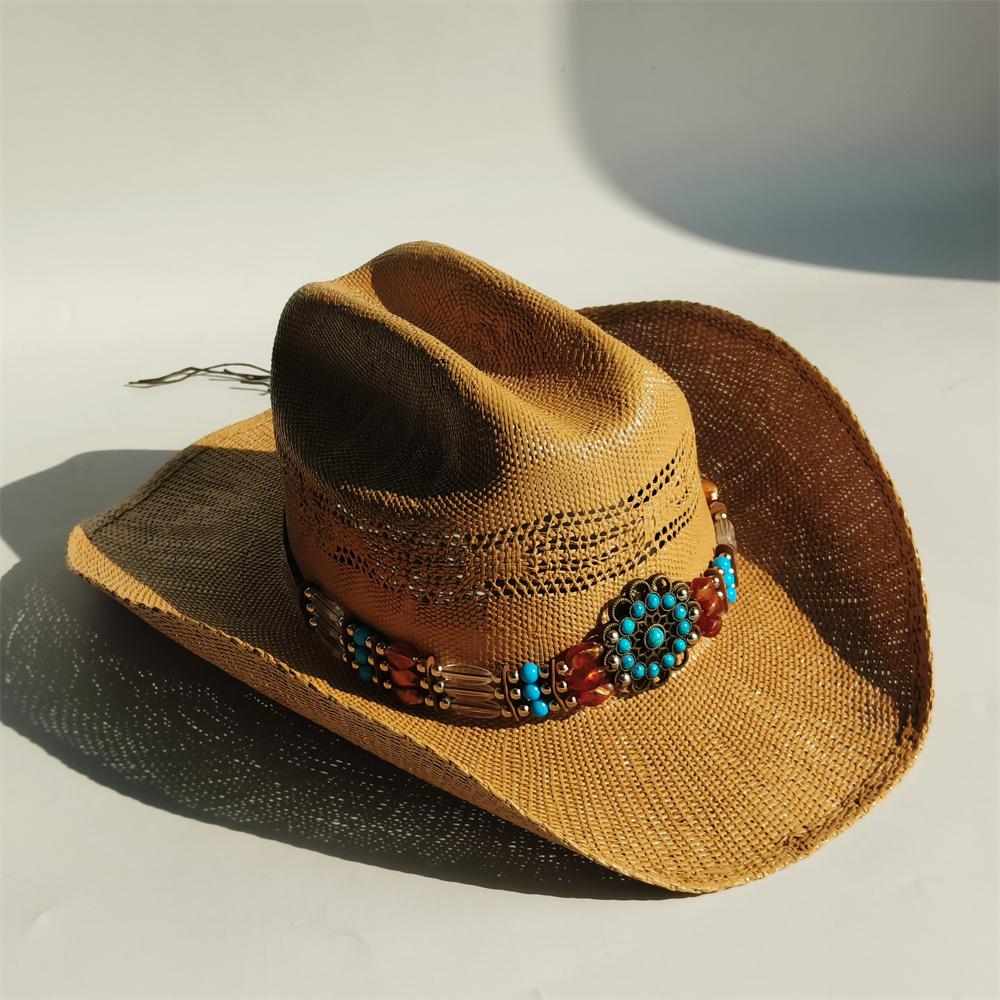 Cappello da cowboy in paglia rigida da uomo cappello da pascolo a tesa larga da donna cowboy tinta unita cappello da sole estivo confezione in scatola sombrero vaquero hombre