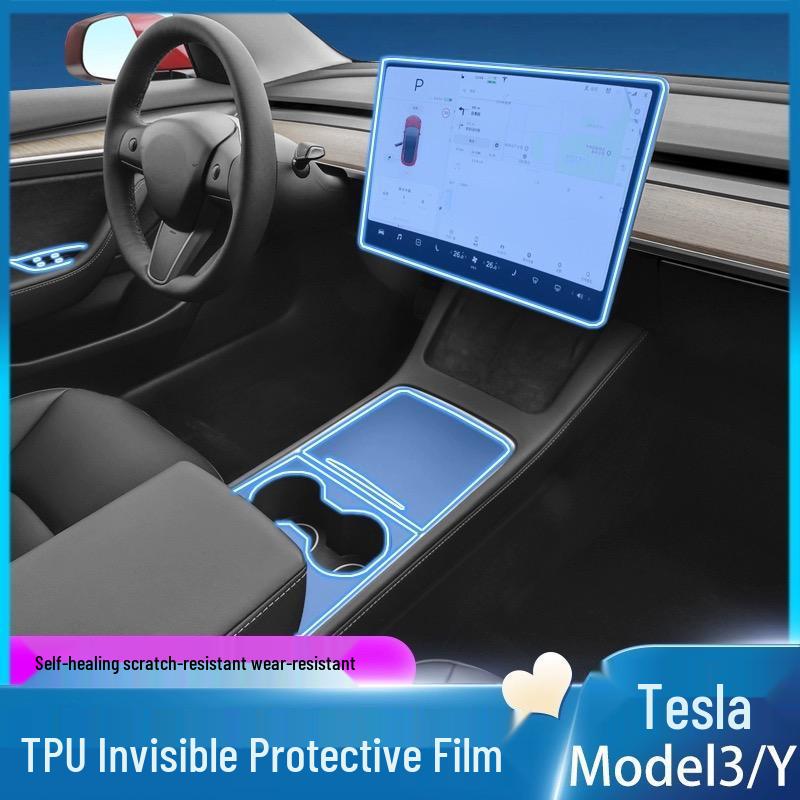 Tesla Model 3/Y Interior Protective Film for Center Console, Navigation & Gear Shift