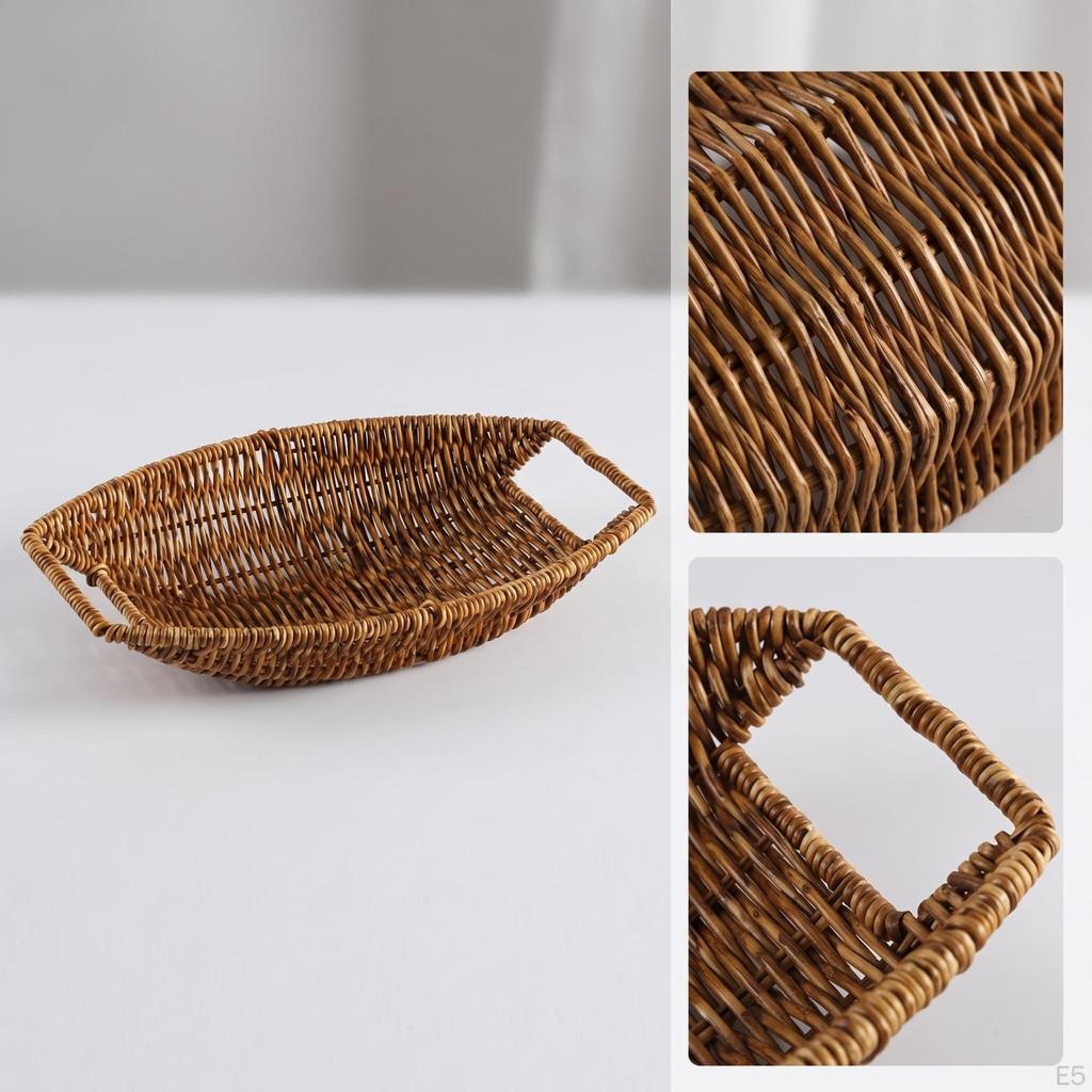 Imitation Rattan Oval Basket Tray | Woven, with Raised rims, for Kitchen L B