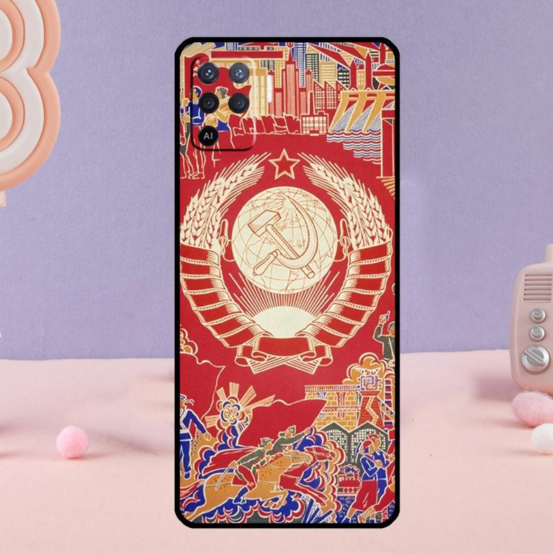 Red Soviet Union USSR Flag Phone Case For Oppo A78 A98 A80 A40 A60 A18 A38 A58 A15 A17 A77 A74 A94 A54 A57S A16 A76 A96