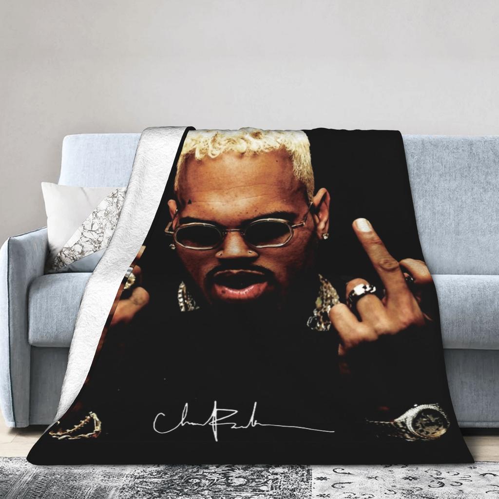 Middle Finger Vintage Chris Brown Blankets Fleece Autumn  Multi-function Super Soft Throw Blanket for Bedding Outdoor Bedspread