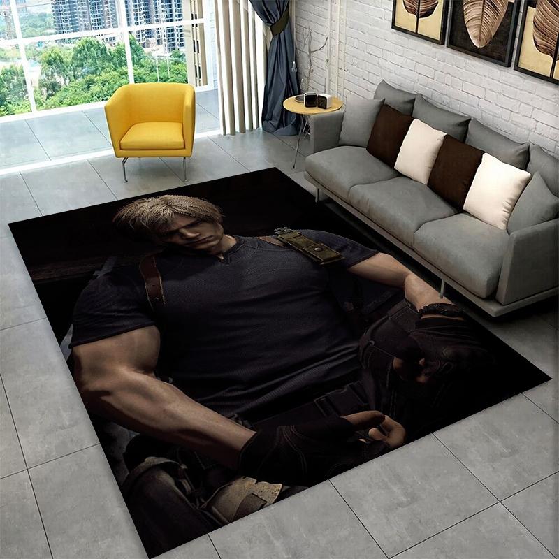 Tappeto Cartoon 3D R-Resident Evil Leon per Camera da Letto Soggiorno Divano Sala Giochi Zerbino Decorazioni per la Casa, Tappeto per Area Bambini Antiscivolo