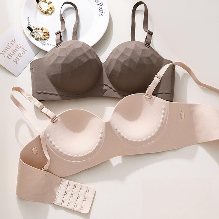Strapless Lingerie Women's Gathering Bra Anti-slip Retractable Breasts Anti-lowering Bra Push Up Bra