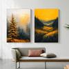 Retro Warm Forest Valley Sunset Natural Wilderness Landscape Art Poster Canvas Prints Mural Living Room Bedroom Home Decoration