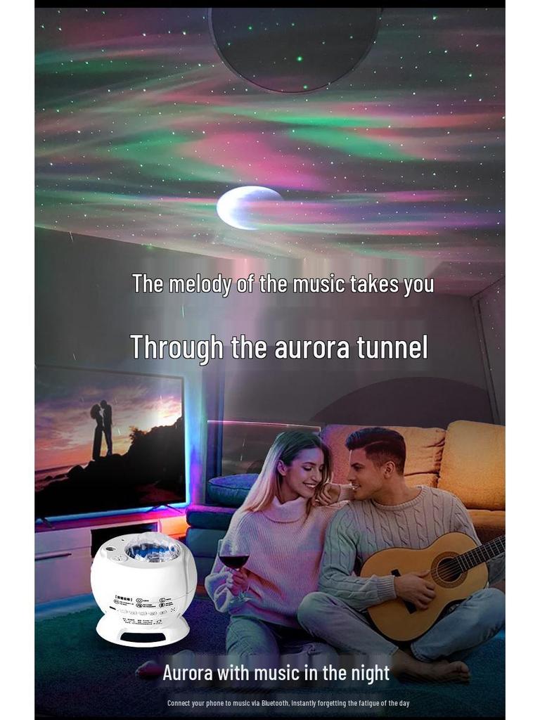 Aurora Bluetooth Colorful Star Projector Night Light - Romantic Bedside Atmosphere Gift