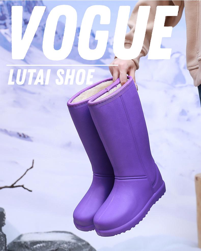 Damskie Wodoodporne Śniegowce z Podszewką z Polaru - Odporne na Zimno, Antypoślizgowe, Zimowe Kalosze EVA