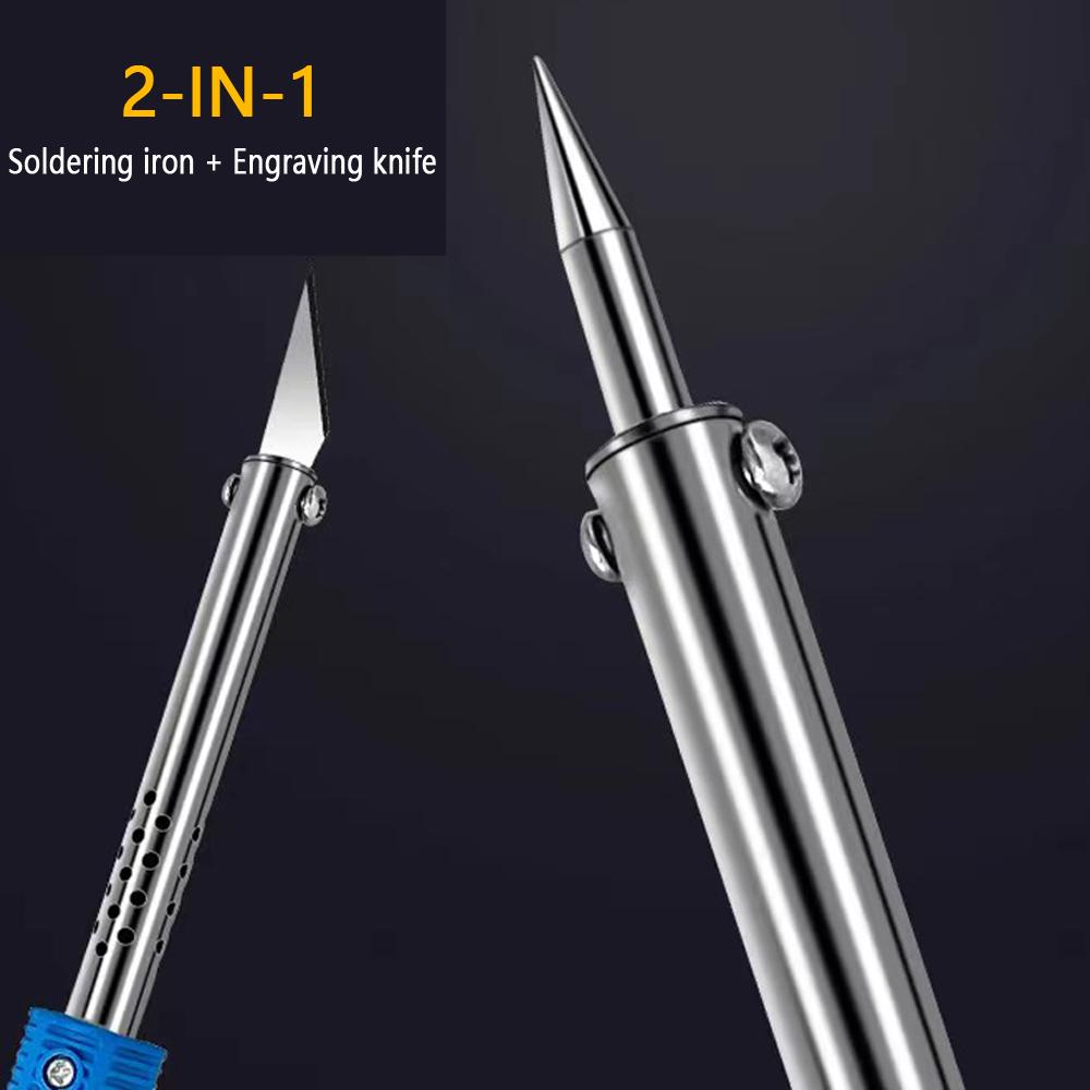 DIY Electric Soldering Iron Kits 2-IN-1 Carving Knife 60W Replaceable Soldering Iron Head Soldering Iron Pen Welding Kit