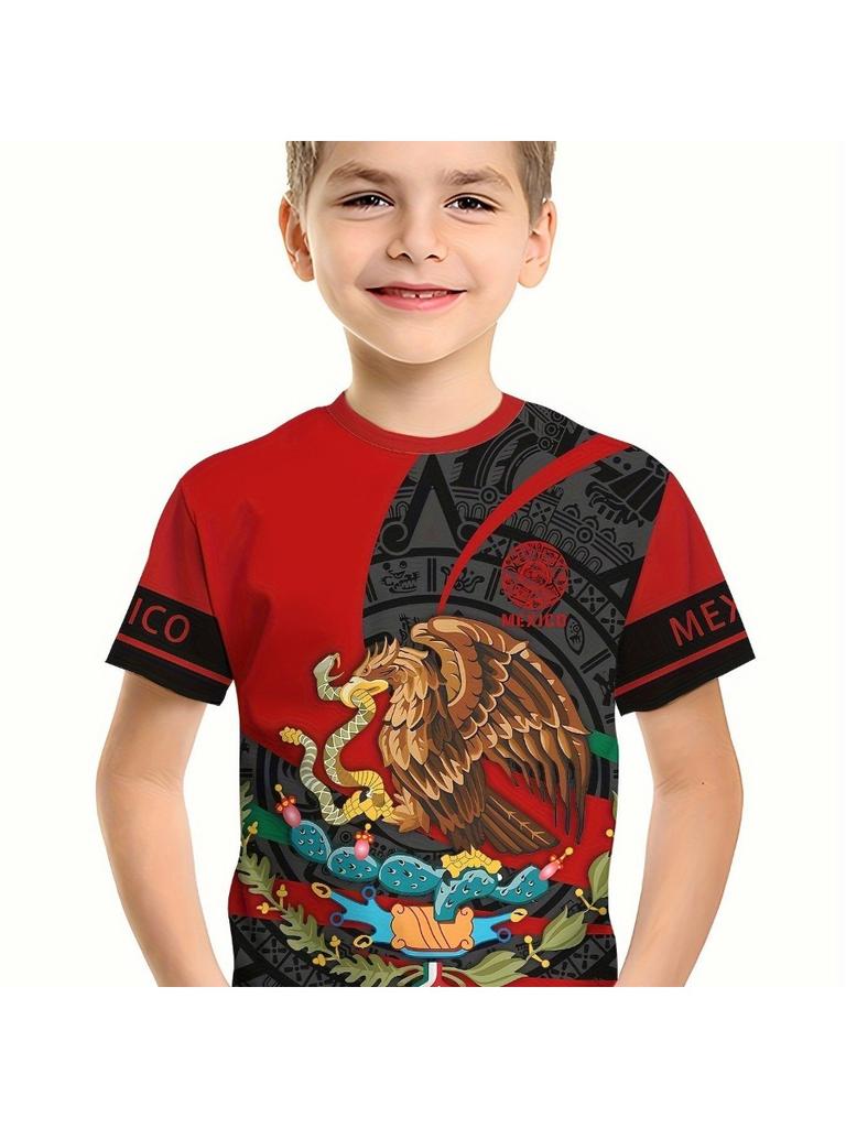 Summer Children's Clothing Boys Fashion Mexico Flag 3D Print T Shirt Short Sleeve