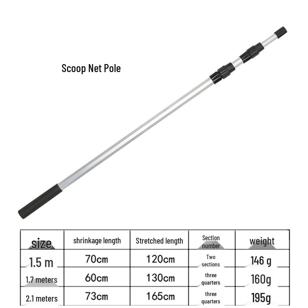 Aluminum Alloy Telescopic Folding Fishing Net with Fine Mesh