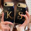 Magiczne litery "K S A" Dla IPhone 17Pro Max 16 17 Pro oMax 15 Pro 14 13 Plus 12Mini 11ProMax XR 16E Air Złote szklane etui na telefon