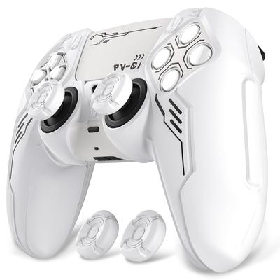 Siliconen hoesje voor PlayVital Mecha Edition PS5 verbeterd compatibel met oplaadbare duimstick en sticker inbegrepen controller, schokbestendig, antislip