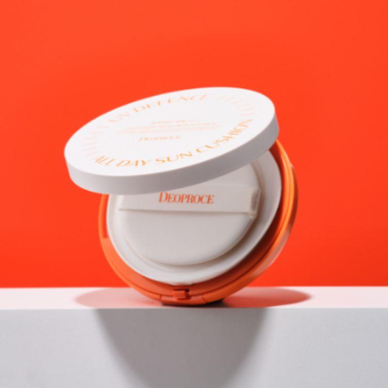 DEOPROCE UV Defense All Day Sun Cushion SPF50+ PA++++ 25g – Portable UV Protection Cushion for Fresh, Natural Coverage