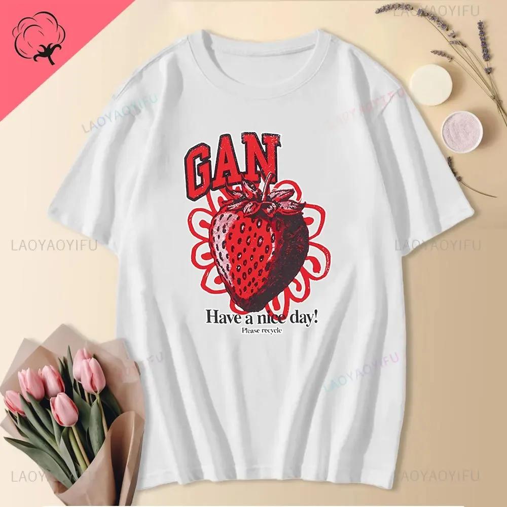 

Хлопковая футболка с клубничным узором, с принтом алфавита, повседневная, винтажная модная одежда, Харадзюку, летняя, удобная, унисекс 4XL