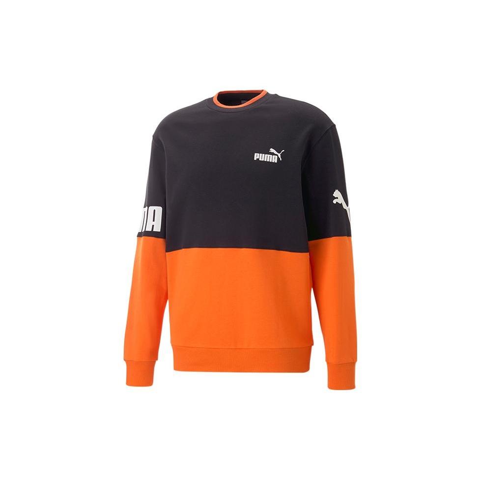 PUMA Power Colorblock Crew Long Tee  Orange  Men s 676666-23 XL
