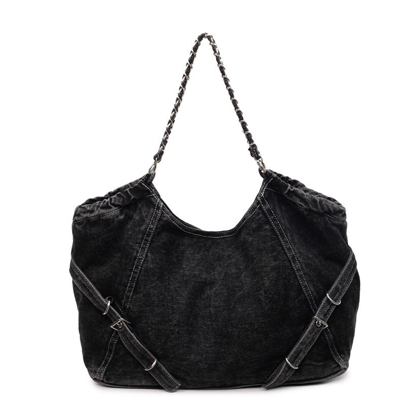 

Винтажная джинсовая сумка Женская цепочка Подмышечная сумка на плечо чёрный
