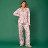 Europäisches und Amerikanisches Weihnachtsmann-Pyjama-Set für Damen – Langarm-Oberteil und Hose.