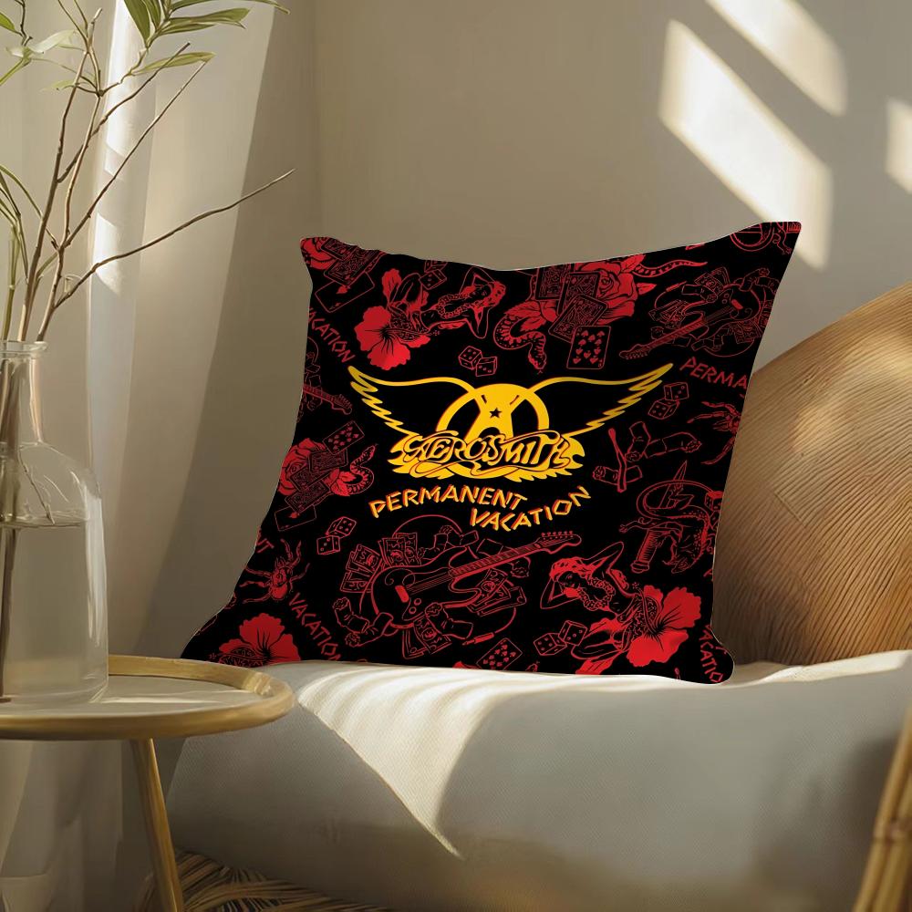 Band A-Aerosmith Cushion Cover Soft Short Plush Pillow Cover Smooth Cozy Texture Aesthetic Cushion Case Home Decor