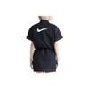 Nike Solid Color Logo Micro Mark Casual Stand Collar Short Sleeve Dress Women Dresses Black DM6197-010