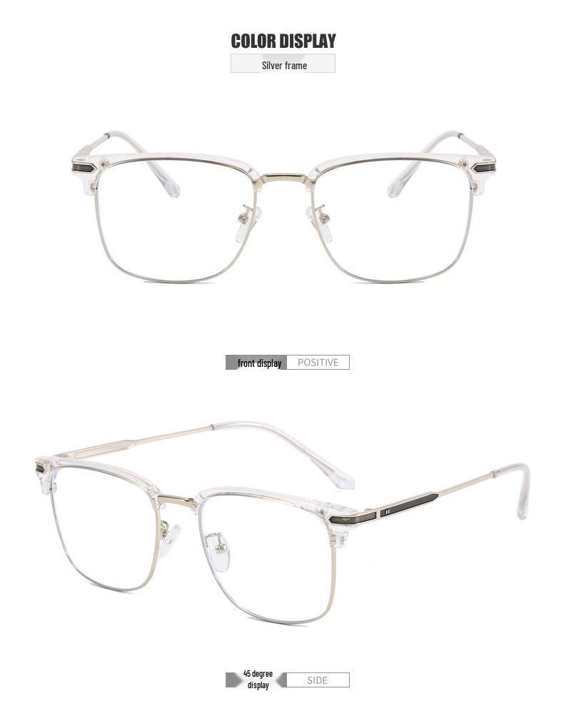 New Retro Large Business Casual Eyewear: Lightweight, Comfortable, Anti-Blue Light Eyebrow Frame.
