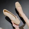 Single Shoes Women's Autumn Celebrity Style Shallow Mouth Soft Sole Flat Bottom Low Heel Grandma Shoes One Pedal Work Shoes