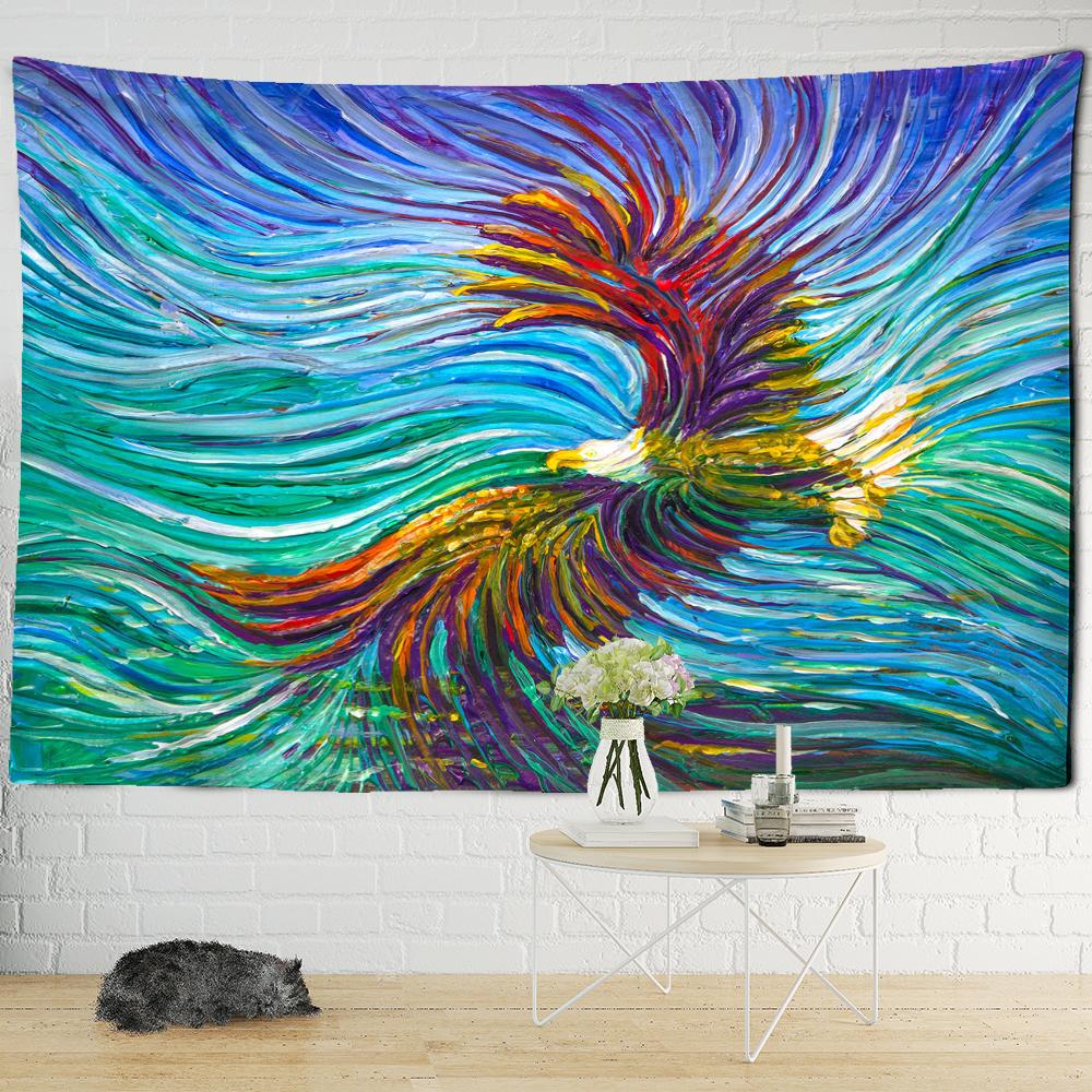 Owl Oil Painting Tapestry Wall Hanging Psychedelic Witchcraft Hippie Tapitz Animal Home Dormitory Living Room Art Decor