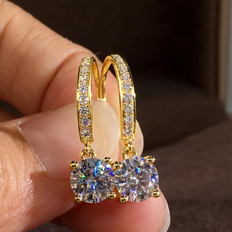 

New Four Claws Sparkling Eight Hearts and Eight Arrows Zircon Hook Trendy Attends Banquet Wedding Engagement Earrings Female