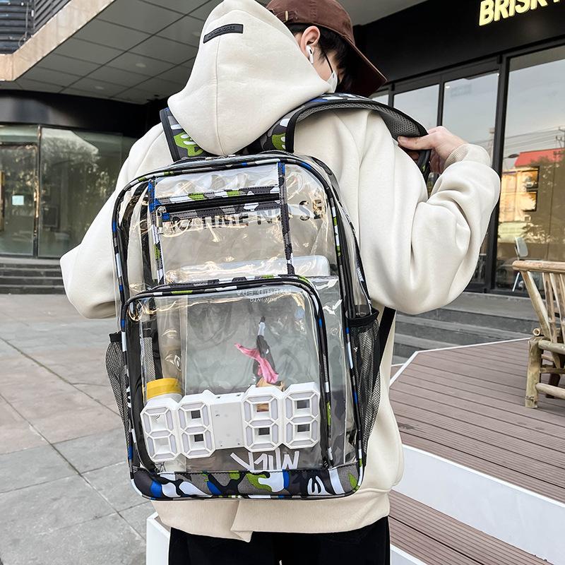 Schoolbag wholesale pvc transparent backpack men's and women's tide large capacity backpack men's fashion personalized backpack full student bag