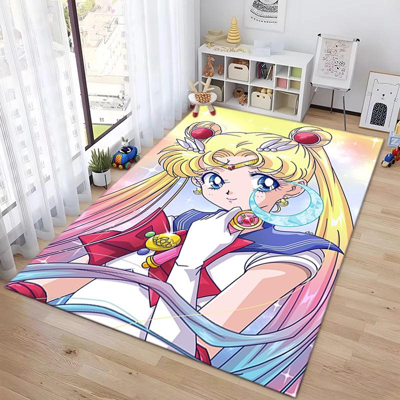 Cute Cartoon Theme Sailor Moon Tsukino Usagi Cartoon Rug Multifunctional Household Anti-slip Decorative Door Mat, Outdoor Floor Mat, and Carpet Y7
