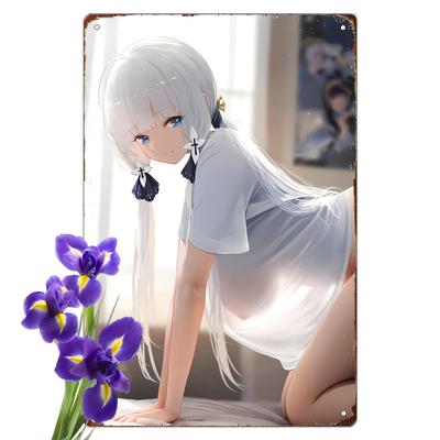 Anime Girl Vintage Metal Sign Aluminum Wall Art with PreDrilled Holes  for Home Man Cave Garage and Pub Decor 2030cm 2