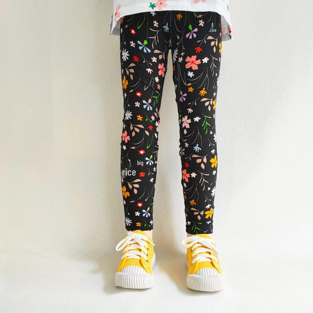 Kids' Spring/Summer Printed Milk Silk Stretch Base Layer Pants