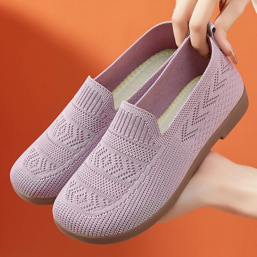 Summer Cloth Shoes, Women's Mesh Shoes, Breathable Flat Bottom, Lightweight, One Foot, Hollow Mesh Shoes