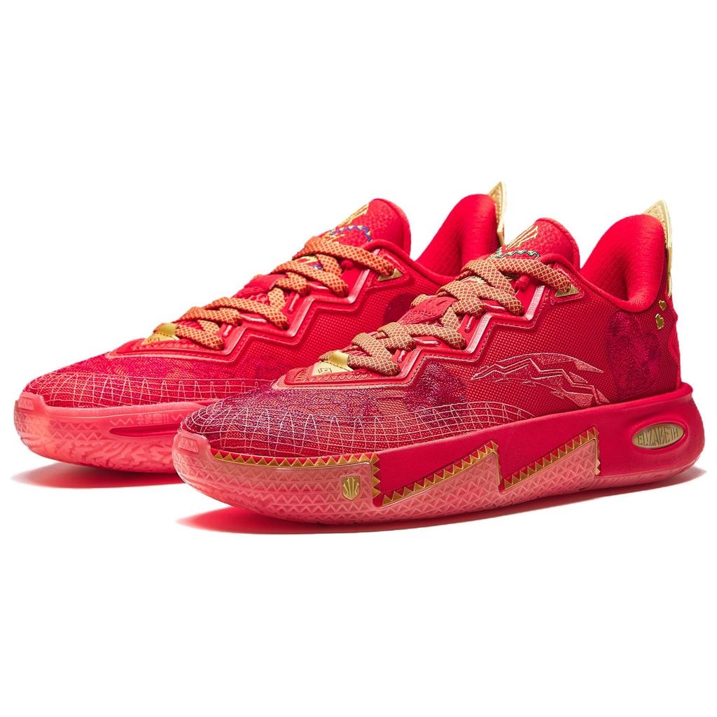 Anta KAI 2 Cushioning Abrasion Resistant Rebound Low top Basketball Shoes Men's Red Gold Sneakers 112531111S-4