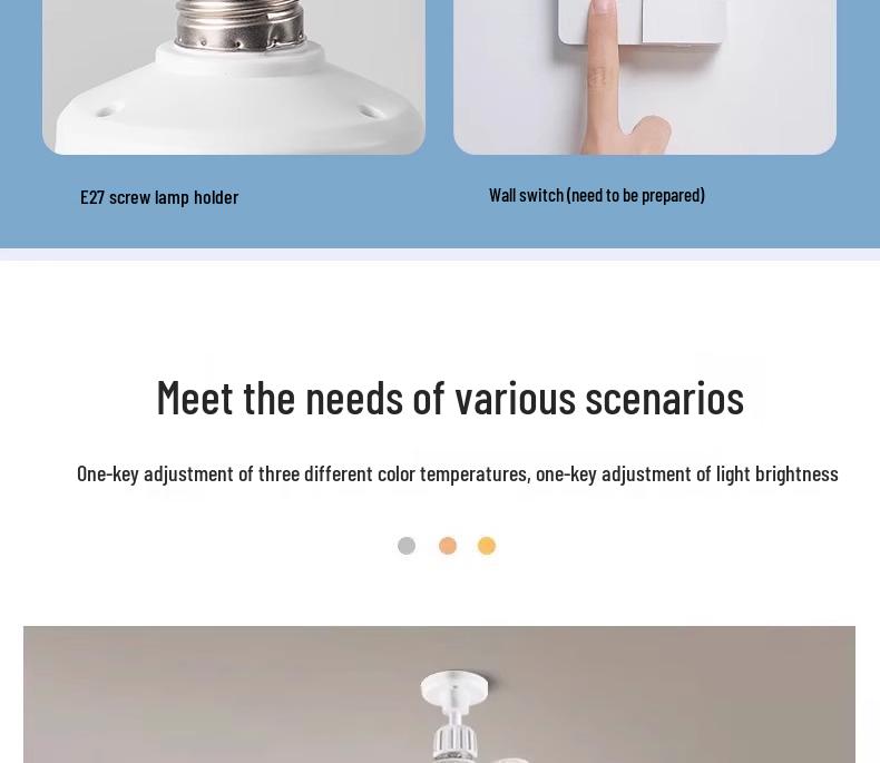 E27 Base Silent LED Ceiling Fan with Remote Control - Energy-Saving Light for Bedroom, Kitchen, Bathroom, Restaurant