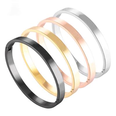 Unisex 468 Smooth Four-Color Titanium Stainless Steel Bracelet