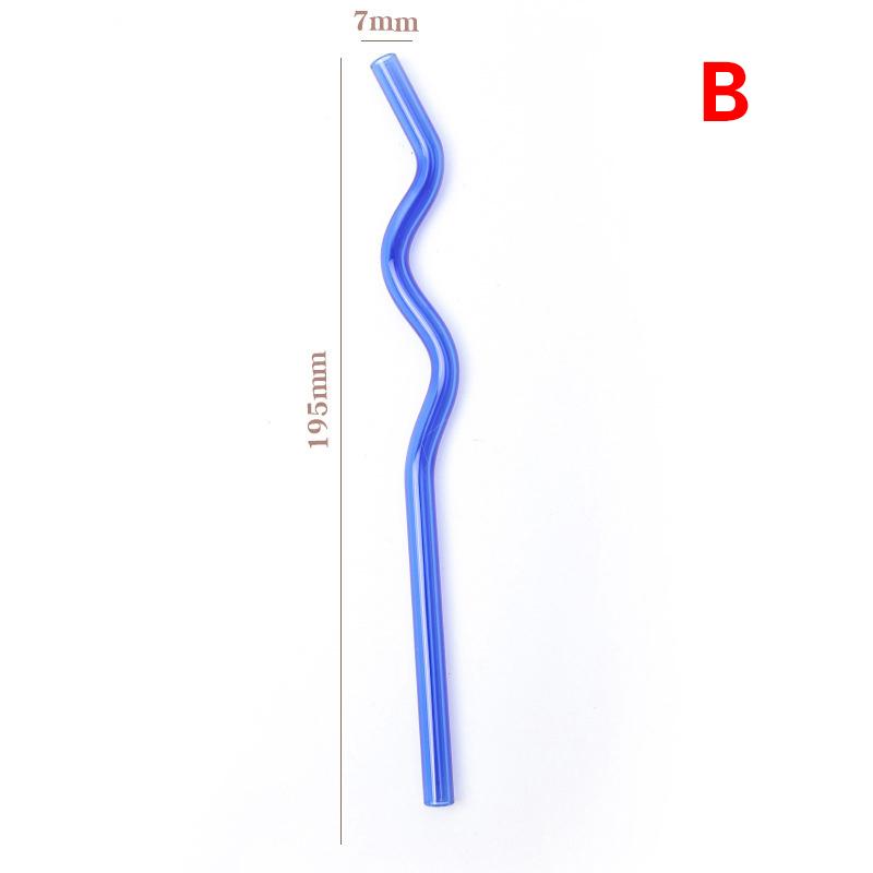 1Pc High Borosilicate Colorful Glass Straws Eco-Friendly Glass Wavy For Juice Cocktails Kitchen Party Bar Drinkware