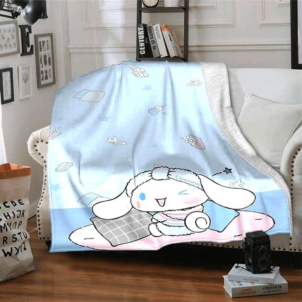 1pc NAME CINNAMOROLL Blanket Lightweight Flannel Throw for Sofa Bed Travel Camping Livingroom Office Couch Chair