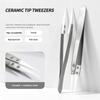 High Temperature Resistant Anti Slip Grip Ceramic Head Reverse Tweezers Industrial Stainless Steel Multipurpose Design