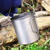 Lixada 750ml 900ml 1100ml Ultralight Titanium Pot Water Mug Cup with Lid and Foldable Handle Outdoor Camping Cooking