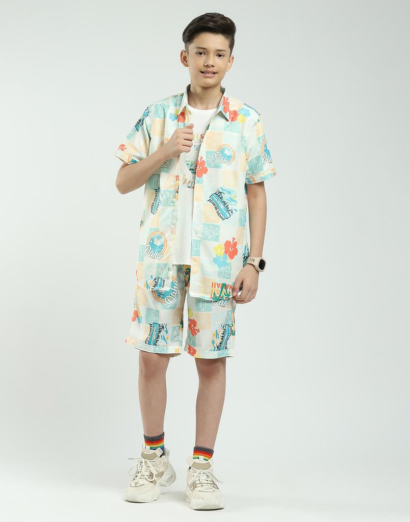 MONTE CARLO Boys Regular Fit Printed Half Sleeve Co-ord Set