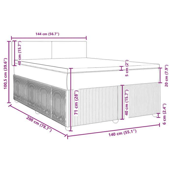 VidaXL Sommier à lattes de lit avec matelas Gris foncé 140x200cm Tissu 3289773