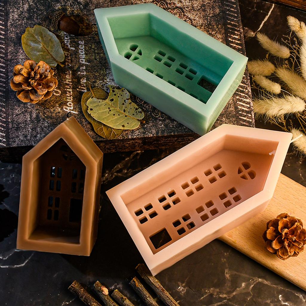 House Shaped Candle Molds for Making Candle Soap Room Decorations House Candle Holder Molds for Making Tealight Holder
