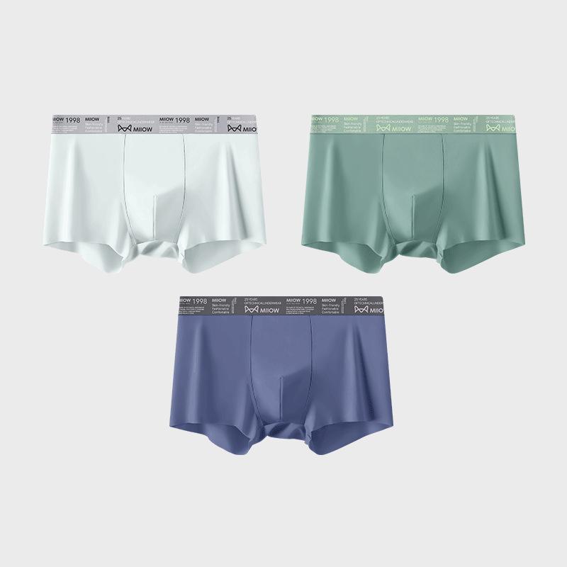 

3pcs Ice Silk Underwear Men s Plus Size Flat Corner Underwear Comfortable and Breathable Solid Color Seamless Underwear Boxer Brief 5XL