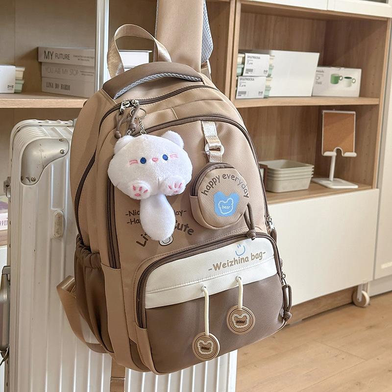 School bag, high value and fresh ins School bag for junior high school students, casual, simple, lightweight and large capacity