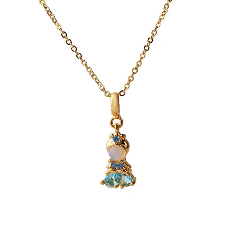 Exquisite DIY Cartoon Zircon Princess Pendant Necklace for Women
